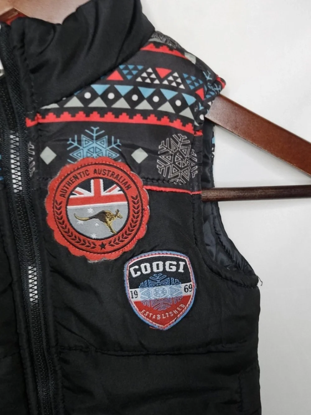 Baby Boy Coogi Australia Black Sleeveless Puffer Vest Full Zip Snowflakes Sz 18M